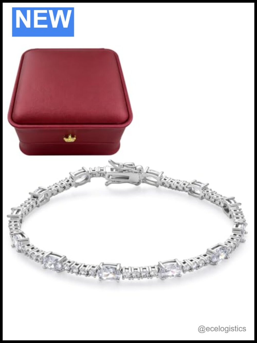 14K Gold Plated CZ Tennis Bracelet Stackable Women's